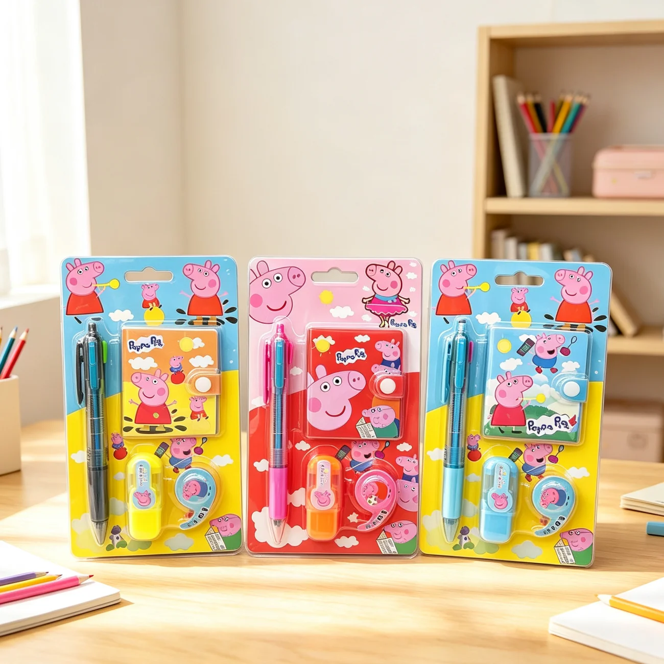 Stationery Set with Multi-Color Pens, Notebook, Highlighter, Tape, Stickers, and Party Decorations