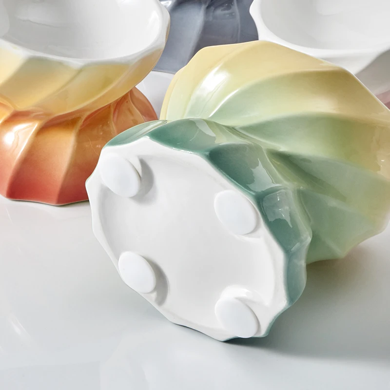 Cat and dog ceramic bowl drinking and eating protection cervical spine oblique high foot