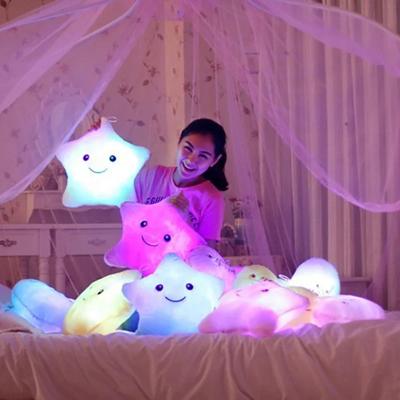 Sofa Pillow Cute Plush Luminous Star Heart Rainbow Cartoon