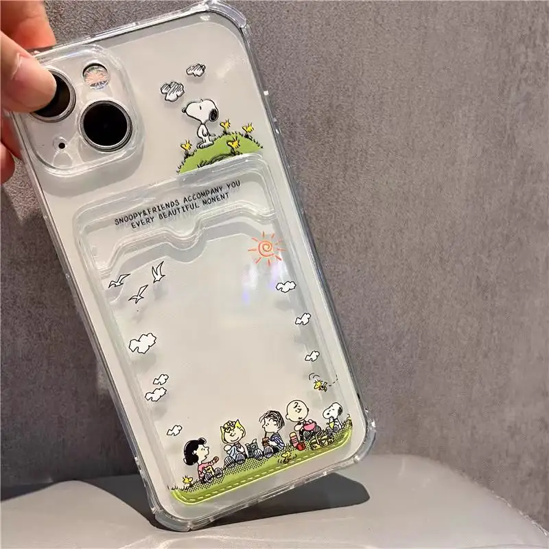 thumbnail image 1 of Funda con tarjetero para iPhone 16 Pro Max 11 12 13 14 15 Pro Max 12 13 Mini 16 Plus XR con diseño de astronauta Snoopy Charlie Brown, 1 of 5
