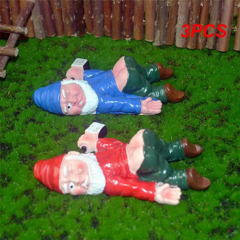

3PCS Whimsical Unique Eye-catching Naughty Fun Eye-catching Dwarf Sculpture For Porch Decoration Outdoor Quirky Hilarious