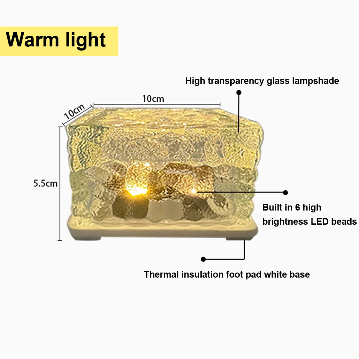 태양광 사각형 LED 웜 라이트 아이스 브릭 매립형 램프 1w 1.2v 자동 점등 큐브 LED 지면 전구 야외 정원 통로