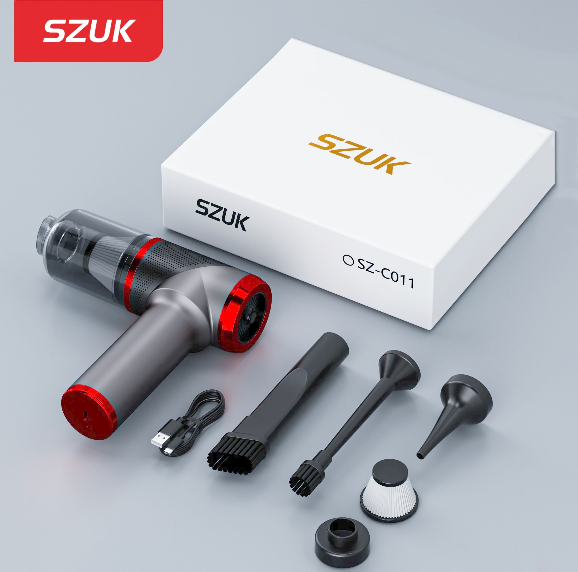  SZUK Mini Car Vacuum Cleaner Wireless Powerful Portable Cleaning Machine Handheld for Car Blow 2 In 1 Home Appliances 