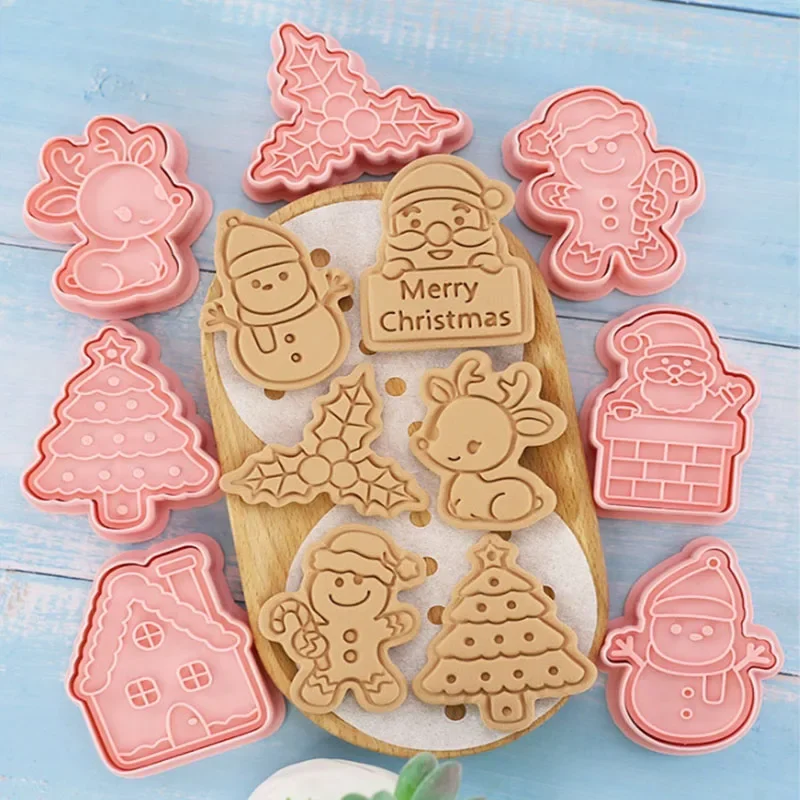 cookie cutter 8Pcs Christmas Santa Claus Snowflake Cookie Molds Biscuits Embosser Stamp Baking Accessories Decoration