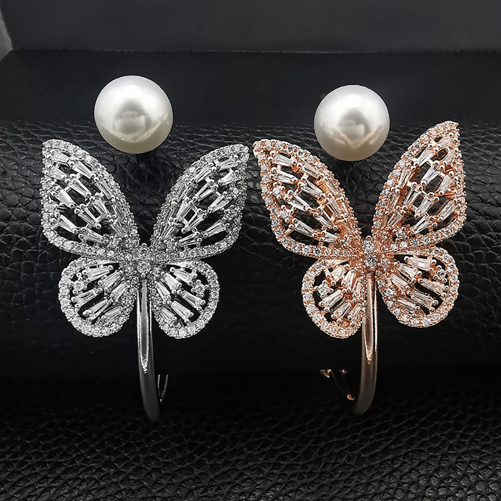 Luxury Rose Gold Silver Color Butterfly Bracelet Bangle For Women Open Party Gift Jewelry bangle bracelet