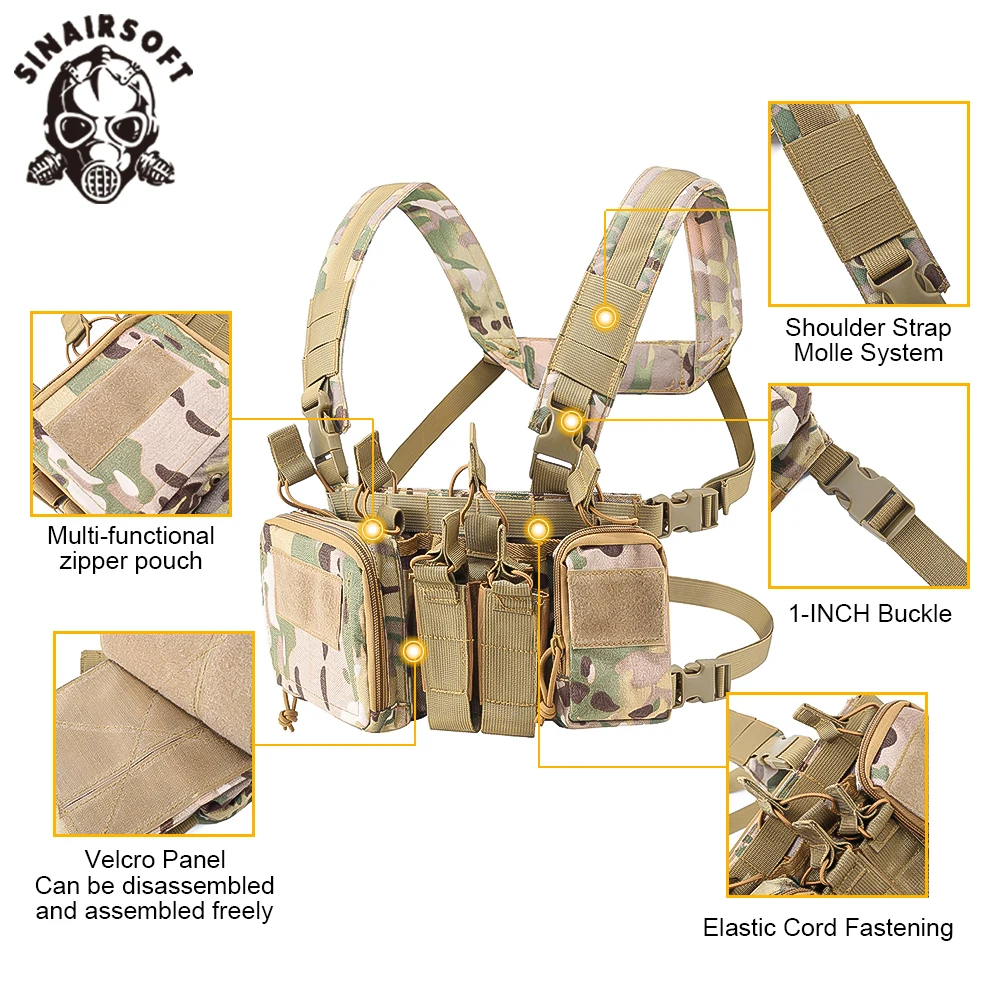 Sinairsoft cs match Wargame tcm Brust Rig Airsoft taktische Weste militärische Ausrüstung Pack Magazin tasche Holster Molle 500d Nylon Swat – Detail 4