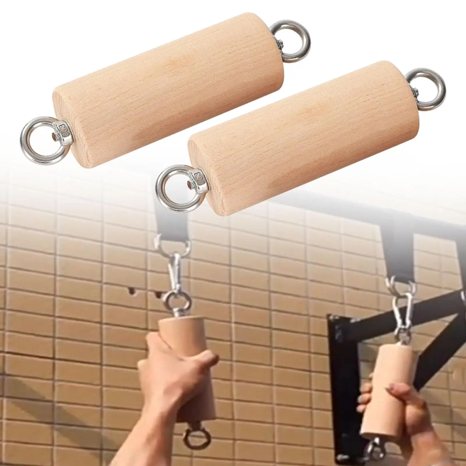 

Pull up Handles Grips, Wood Rock Climbing Holds Hand Grip Handle Hold Grips for Home Workout, Arm Strength Training