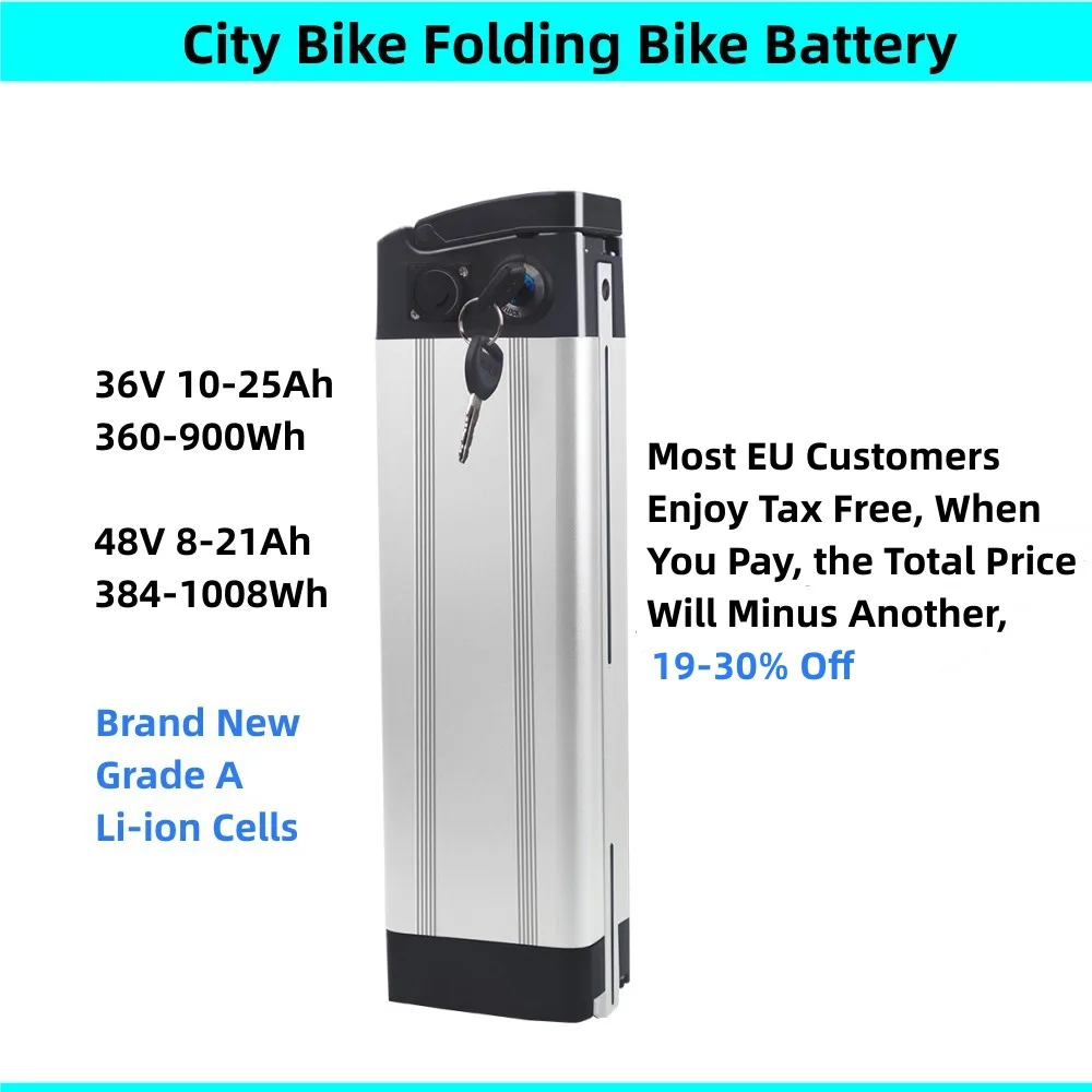 

City Bike Folding Bike Ebike Battery 36V 10Ah 15Ah 48V 8.8Ah 10Ah for G-Hybrid G Hybrid 1602 1801 Dyno 36v Silver Fish Battery