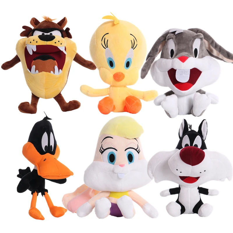 20-27cm Bugs Bunny Plush Stuffed Toys Daffy Duck TweetyBird Cartoon Anime Figure Cute Doll Kids Birthday Gifts Kawaii Xmas Decor 30cm plants vs zombies stuffed plush doll toys microphone zombie newspaper zombie cartoon game cosplay anime figure kids gifts