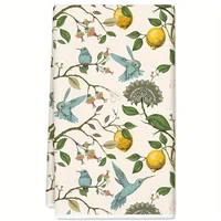 2PCs Vintage Lemon Bird Tea Towels - 16x24 Inch - Super Soft Polyester Blend Dish Cloth - Machine Washable - Woven Rectangular K 1