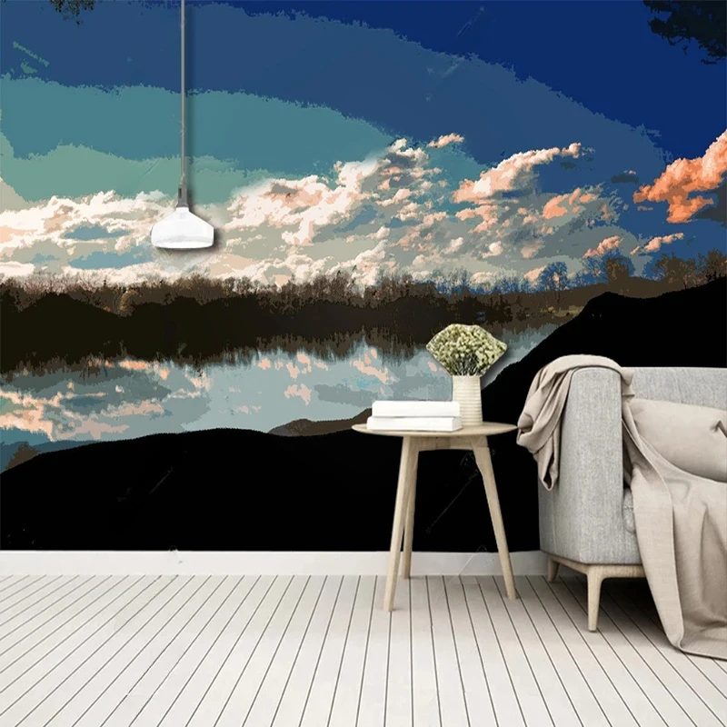 

Custom Photo Wallpaper Chinese Creative Blue Sky Clouds Oil Painting Mural Living Room TV Sofa Backdrop Home Decor 3D Wall Paper