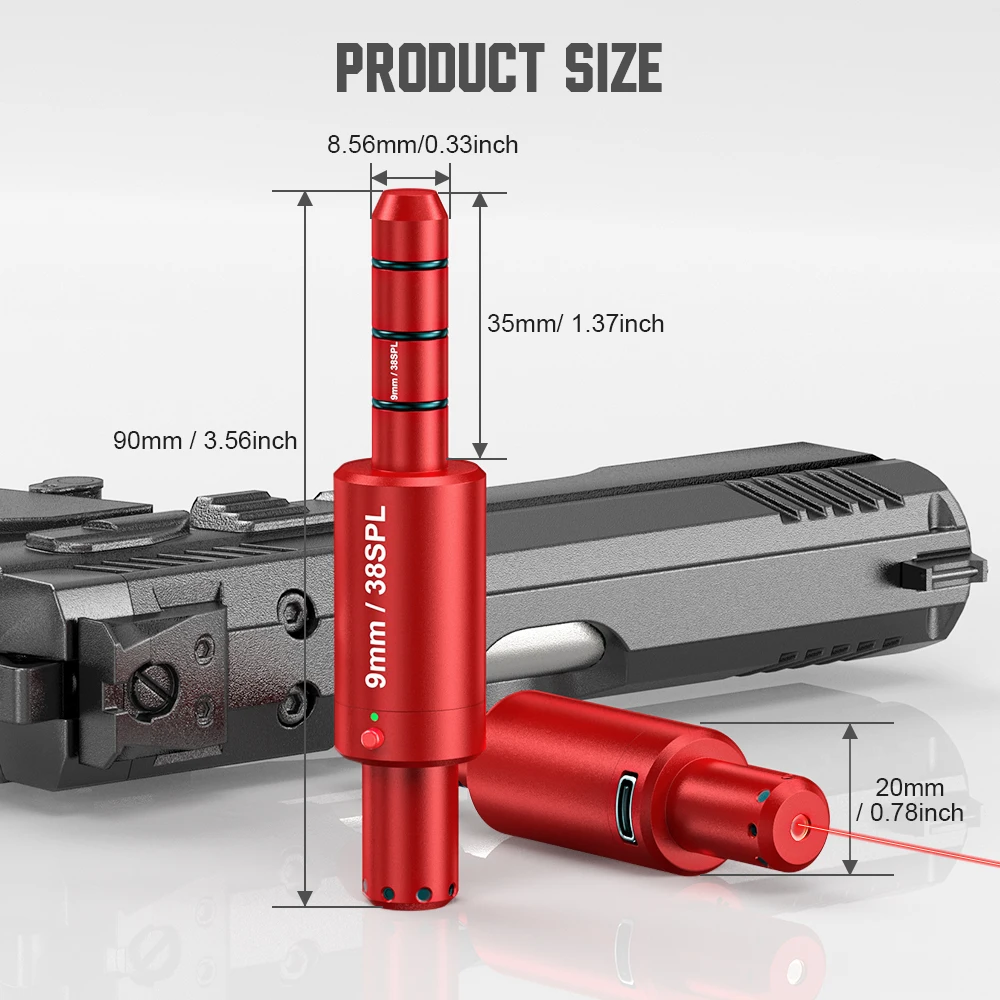9MM/38SPL dual-purpose magnetic suction laser training bullet red dot laser training bullet dry powder bullet laser training bullet