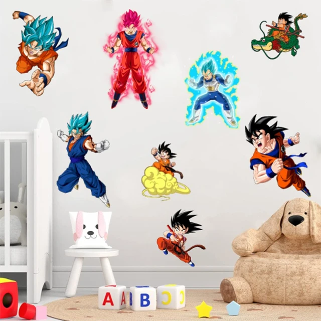 adesivo de parede personalizado infatil para quarto decorativo goku dragon  ball z desenhos animados