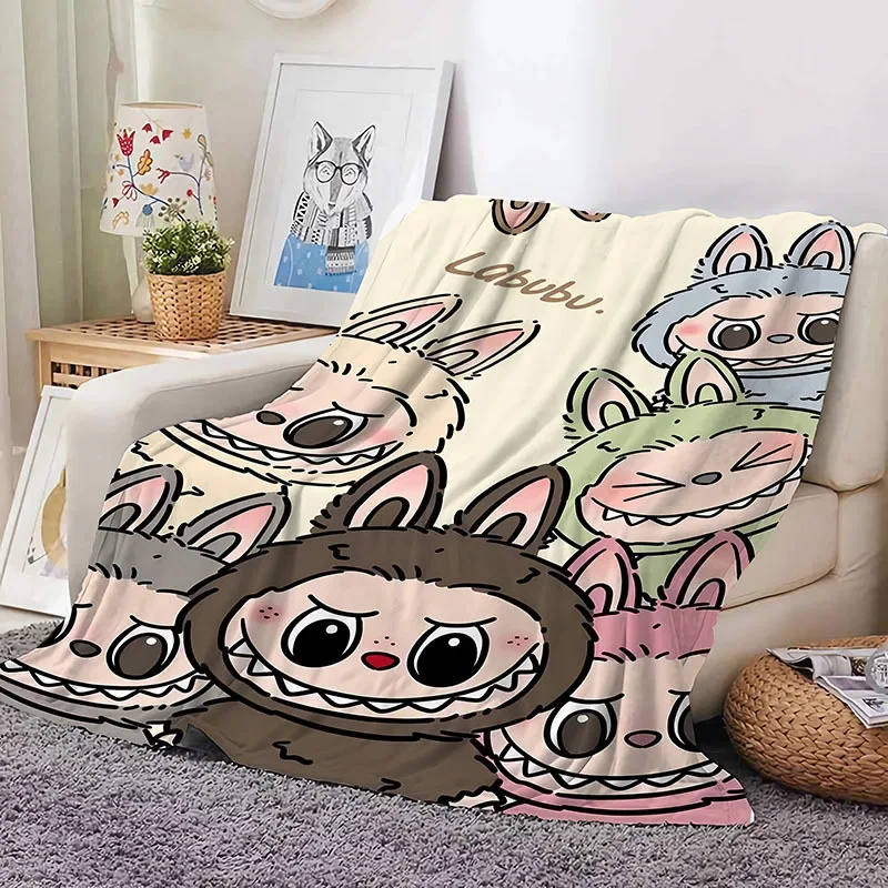 Labubu Cartoon Anime Flannel Blanket – Soft & Cozy Throw for Home, Sofa, Nap & Student Use, Perfect Gift 1