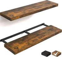 Floating Shelves for Wall, 36" Wall Mounted Rustic Wood Shelves for Bathroom, Bedroom, Living Room(Rustic Brown,Set of 2) 1
