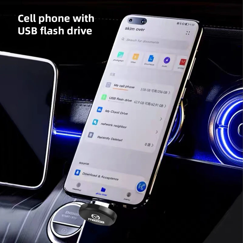 메탈 USB 타입 C 플래시 드라이브 음악 플레이어 블랙박스 차량용 USB 장치 (마쓰다 3 CX5 CX30 MX5 CX3 CX9 CX7 MX3 MX6 CX50 CX60 CX70 MS 용)