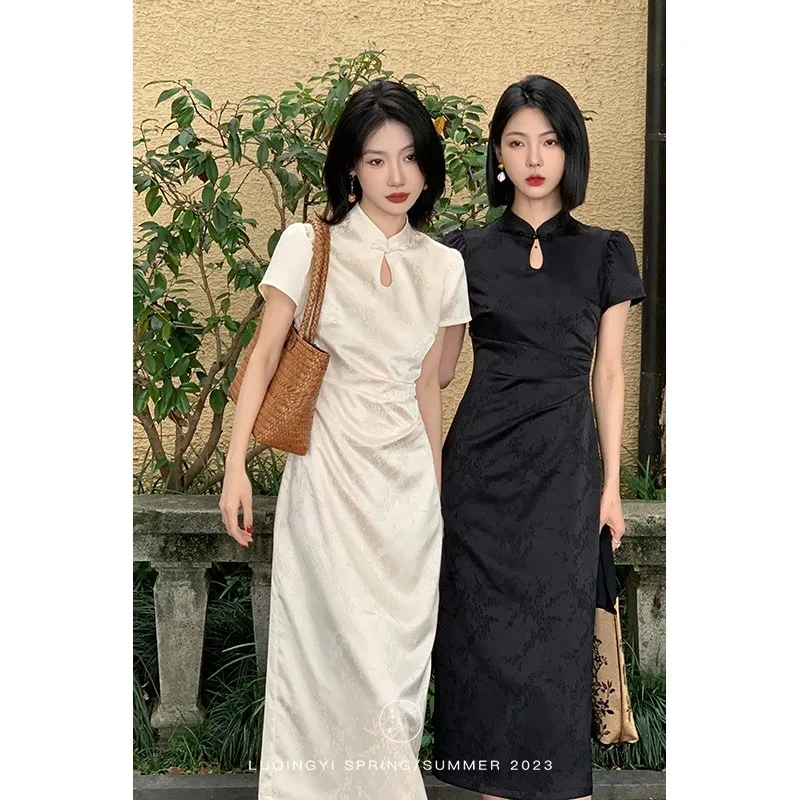 

Heavy Industry Jacquard Qipao Skirt 2024 Women's Summer New National Style Improved New Chinese Style Dresses Female Clothing