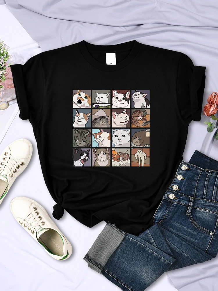 T-shirt imprimé animal chien chat pour femme, vêtement d'été tendance, style sportif Haruku, multicolore, décontracté, 802_voghion.com