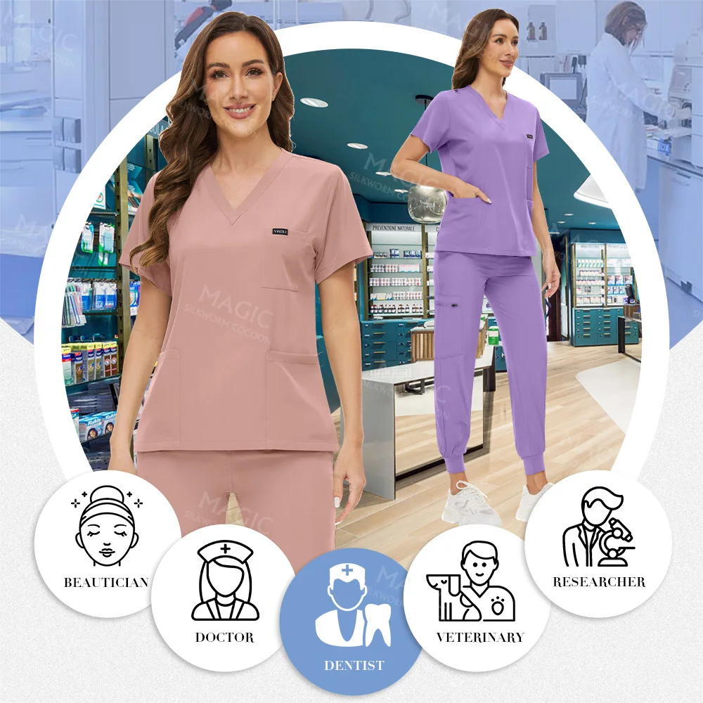 Nursing Scrubs Uniforms Unisex Jogger Set Spandex Medical Hospital Scrubs Uniform Pet Grooming Veterinary Work Clothes medical uniform