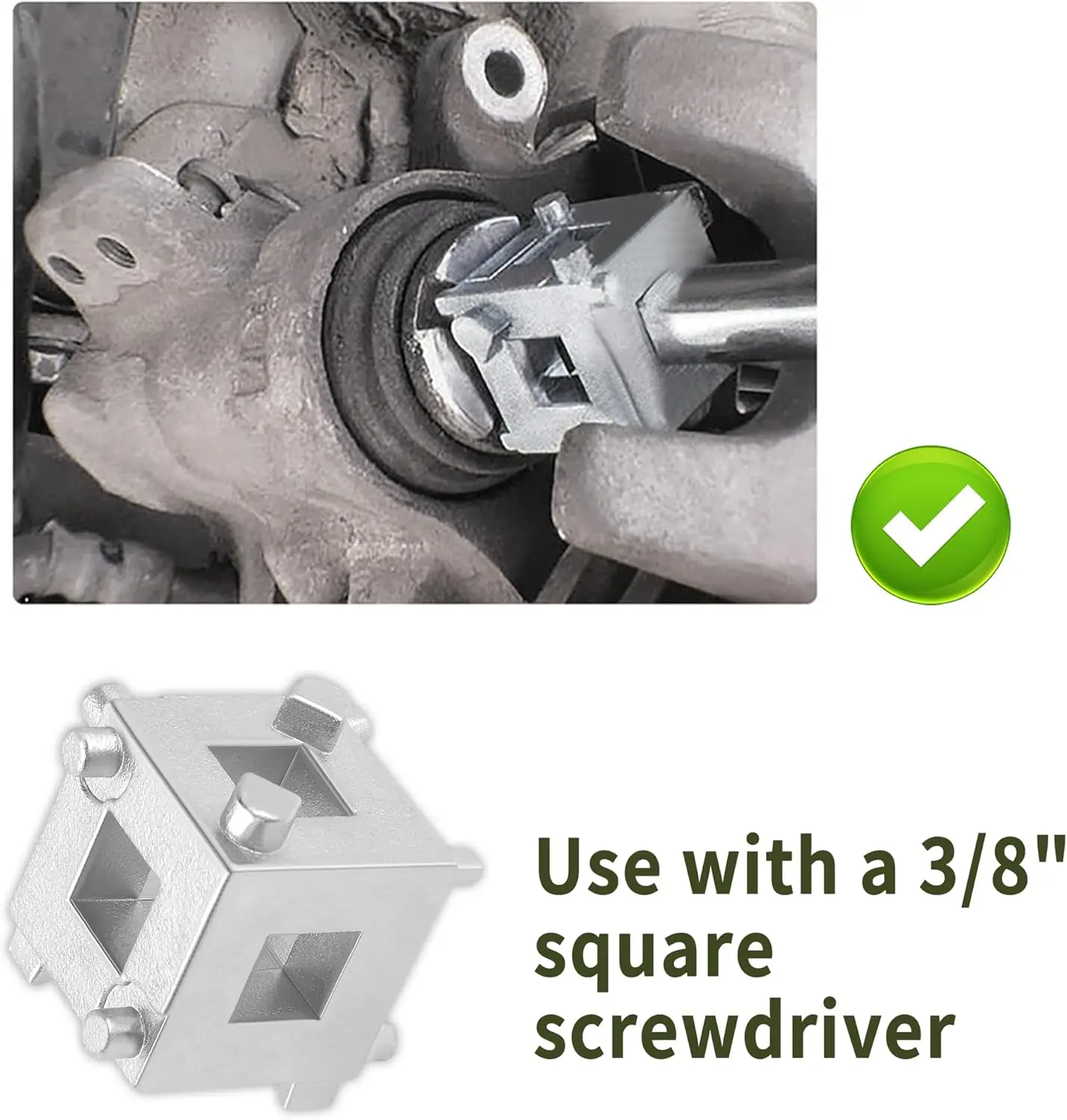 Premium Steel Brake Caliper Compression Tool with 3/8 Adapter
