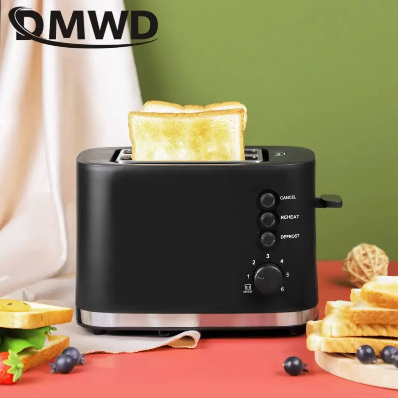 Electric Toaster Machine 110V 220V Electric Toaster Automatic Bread Baking Machine Stainless steel Household Breakfast Toast Oven Sandwich Grill 2 Slice