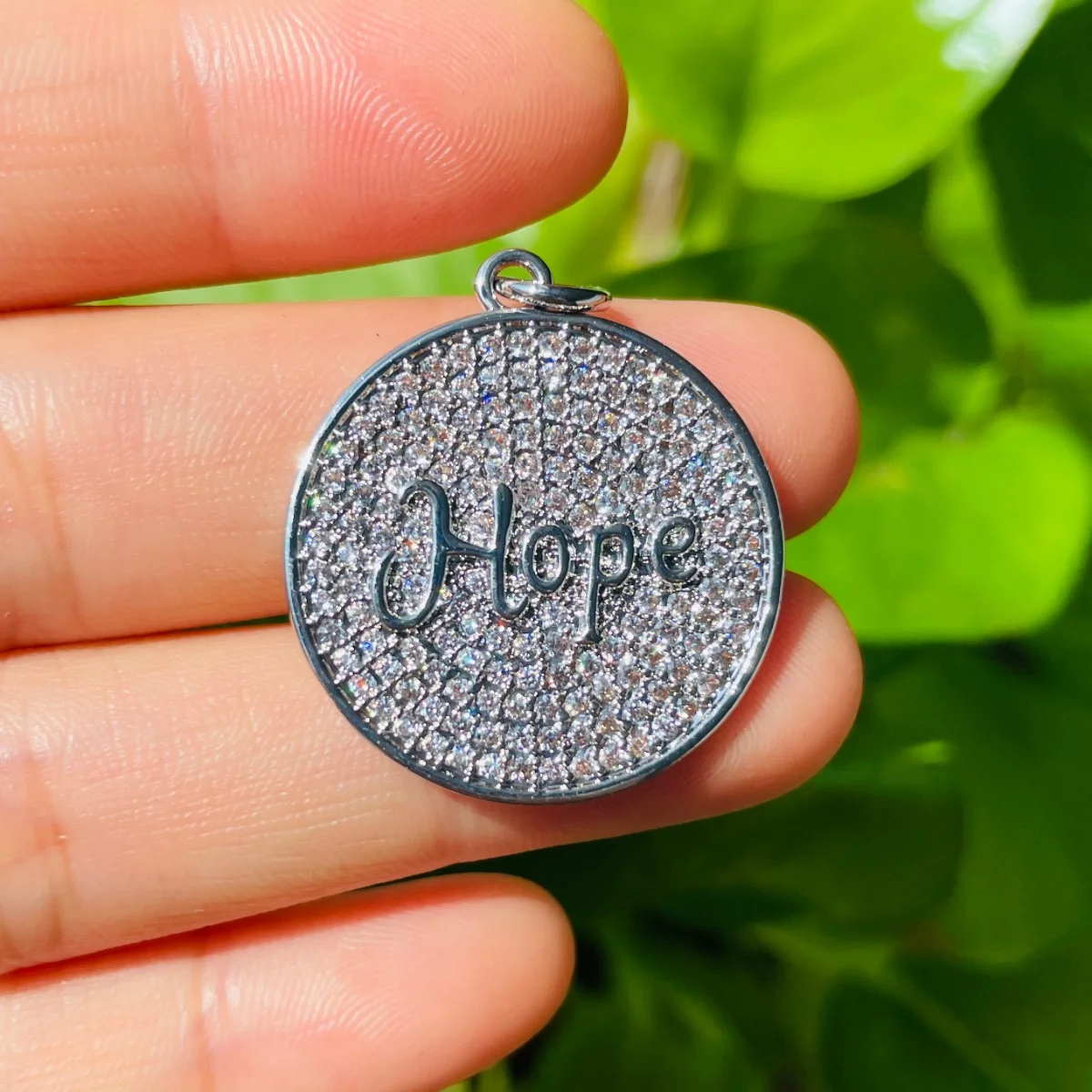 5pcs Hope Words Cubic Zirconia Pave Disc Charms Gold-Plated Letter Pendants Women Bracelet Men Necklace Jewelry Accessory Supply