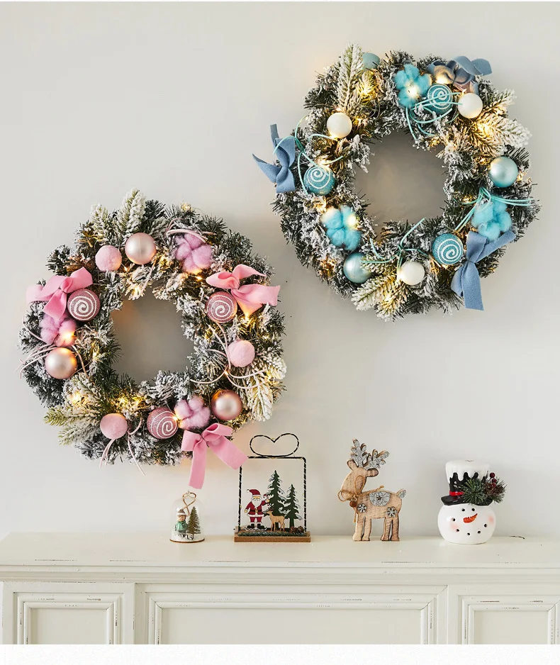 Description Picture 2 of itemChristmas Wreaths for Front Door 11.8/15.7 Inch Christmas Wreath with Bow Ribbon Pink Christmas Door Wreath Christmas Decor