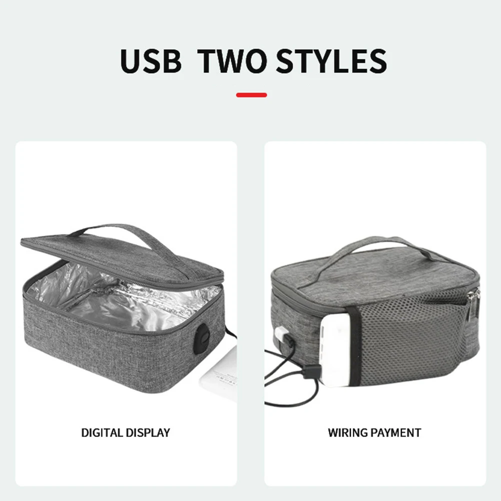 USB Rechargeable Portable Electric Lunch Bag Food Heater Warmer Portable Lunch Warmer Reusable Insulated Bag 3 Heat Levels