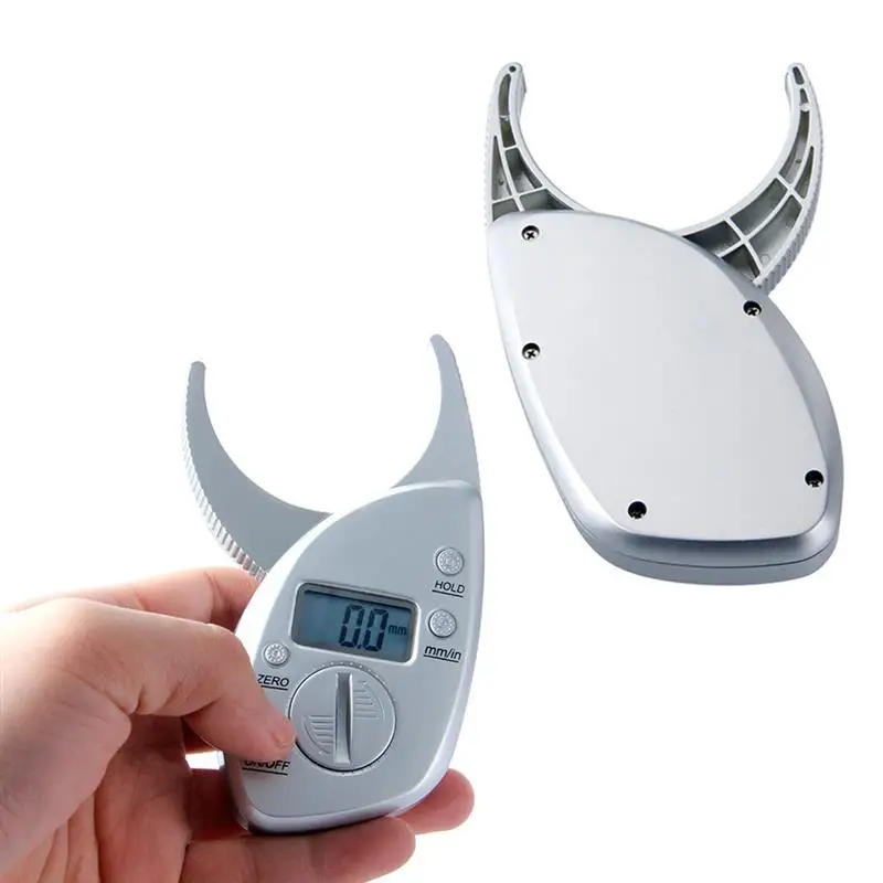 Fitness Body Fat Caliper Clip Fat Measuring Tool Clear LCD Display Skin Fold Analyzer Professional Adipometer Caliper
