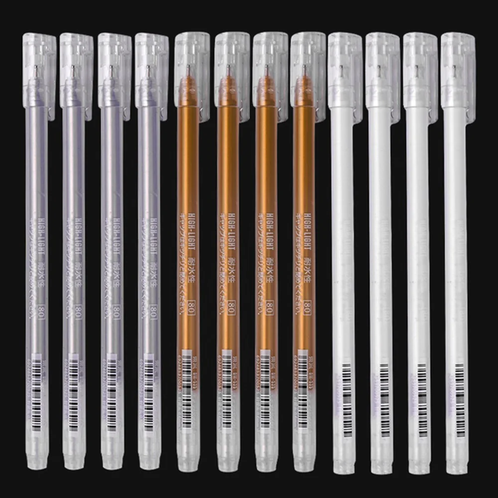 3/9pcs 0.6mm Highlighter Sketch Markers Pens White Paint Gel Pen for Art Marker Manga Painting Fine Liner Pen