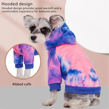Tie Dye Dog Clothes Hoodie Pet Winter Coat Dog Sweaters with Hat Puppy Sweatshirts for Small Medium Large Dogs Boy Girl Shirt 4
