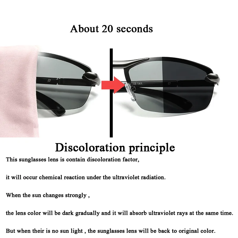 AORON Photochromic Polarized Sunglasses Men Discoloration Eyewear Anti Glare  UV400 Glasses Driving Goggles - AliExpress