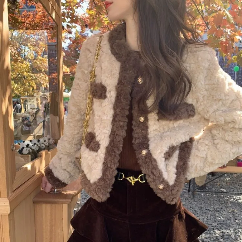 2023 Autumn and Winter New Women Coat Imitation Lamb Wool Short Jacket female Loose Temperament Top Fashion Casual warm Outwear