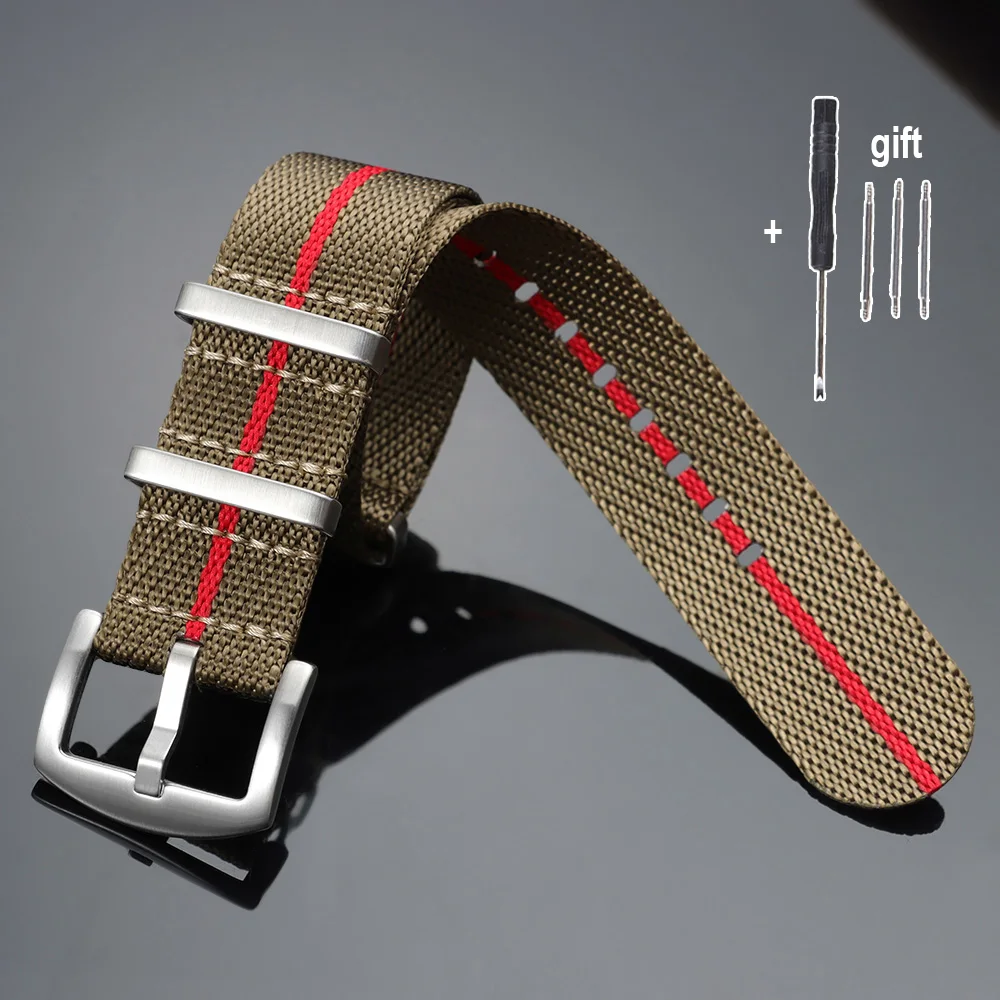 Enhanced Premium Ribbed Nylon Watch Band - Army Green Sport Fabric Bracelet