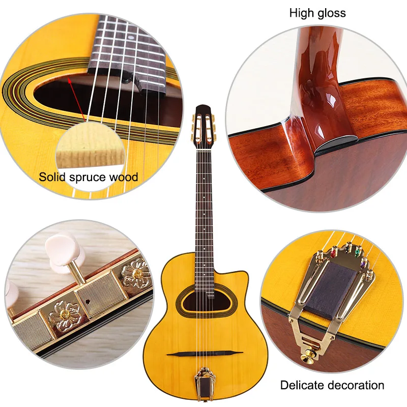 Acoustic Guitar 41 Inch 6 String Folk Guitar Solid Wood Spruce Top