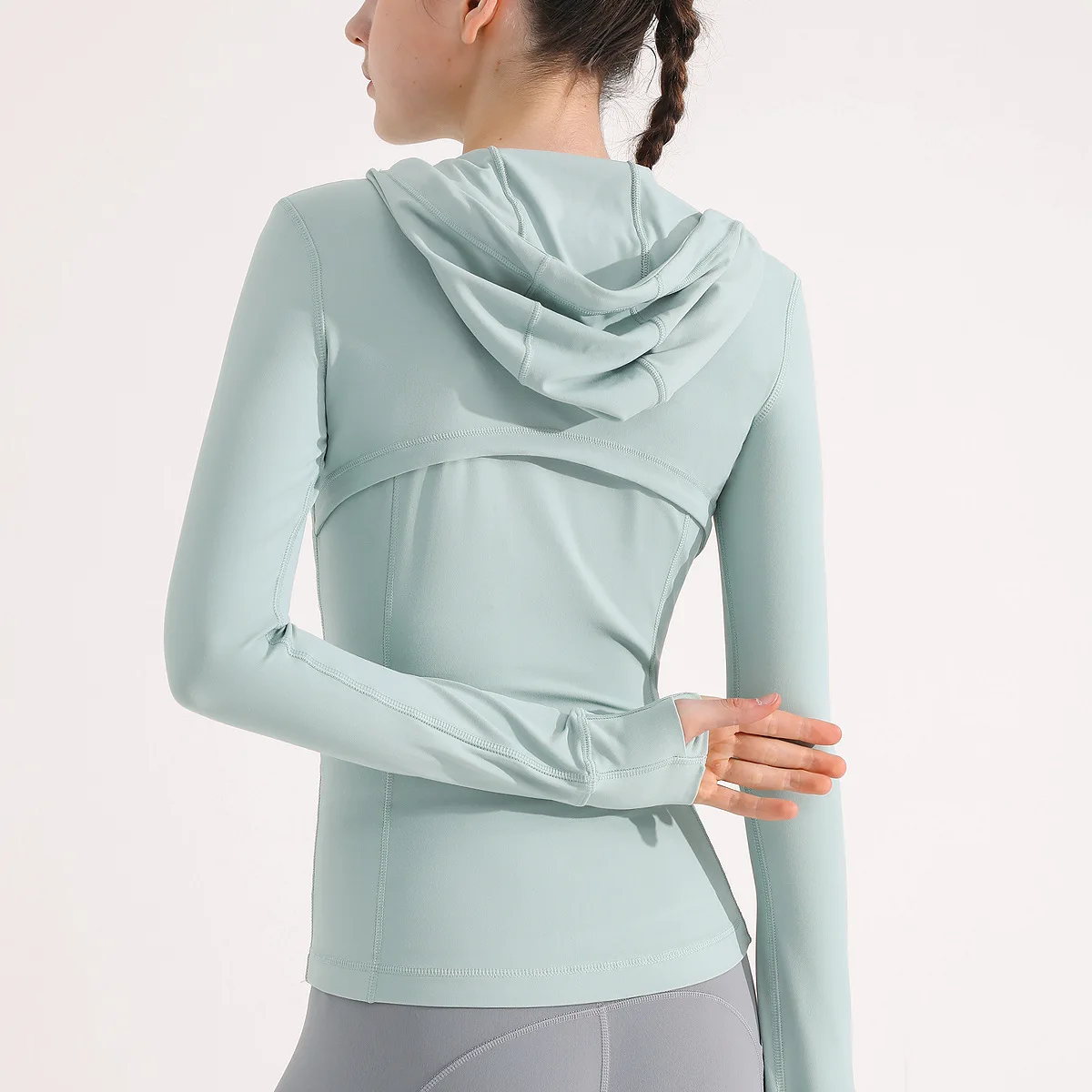 Solid Color Tight Women Full Zip Comprehensive Training Jogging Hooded Sweater Jacket Sports Fitness Long Sleeve Coat Yoga Wear