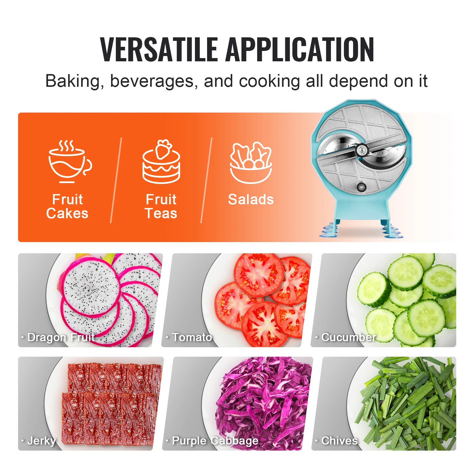 SucceBuy Manual Vegetable Fruit Slicer 0-0.5"/0-12mm Adjustable Commercial Slicer Machine Stainless Steel Blade Food Cutter 4