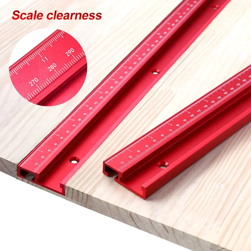 

T-Track 45 Chute with Scale Alloy Silver Red T-tracks Slot Miter Track 300mm 40cm 50cm Woodworking Saw Table Workbench DIY Tools