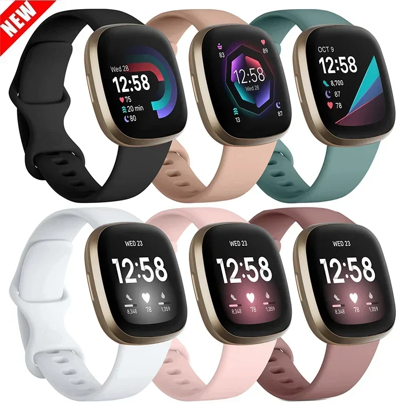 Silicone Sport Strap for Fitbit Versa and Sense - Soft Smartwatch Band Accessory