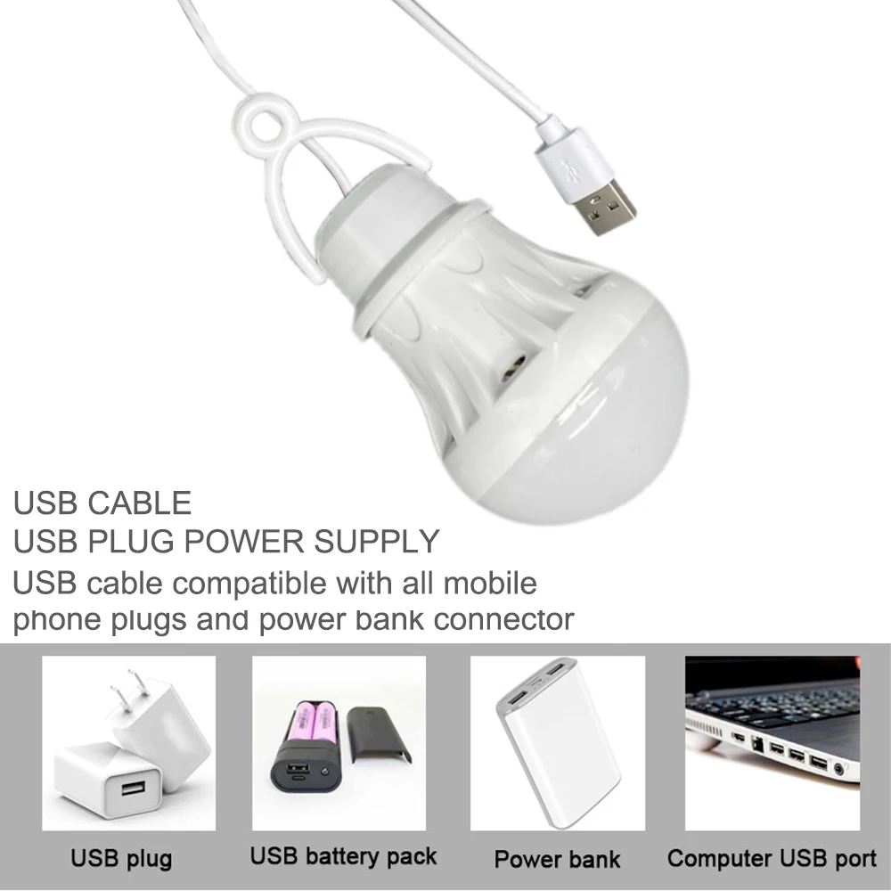 LED Light, Camping Lamp, USB Powered Portable Bulb, Energy Lamp, Outdoor Hiking Light, Camp Tent Night