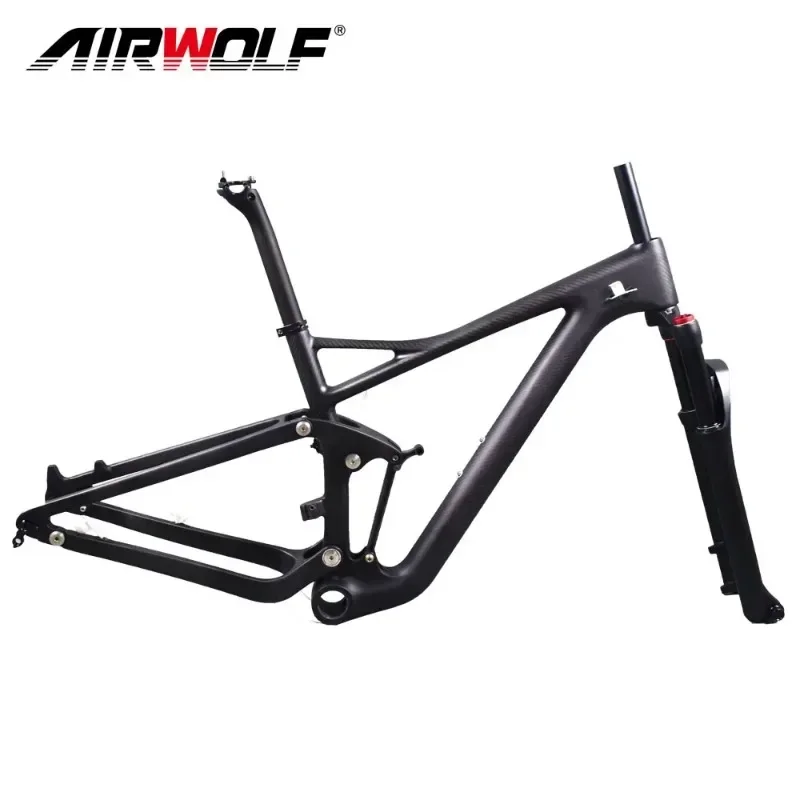 

Airwolf T1000 Suspension Carbon Mountain Bike Frame with Air Alloy Fork Seapost Max Tire 29er*2.4 Inch Full Carbon Mtb Frameset