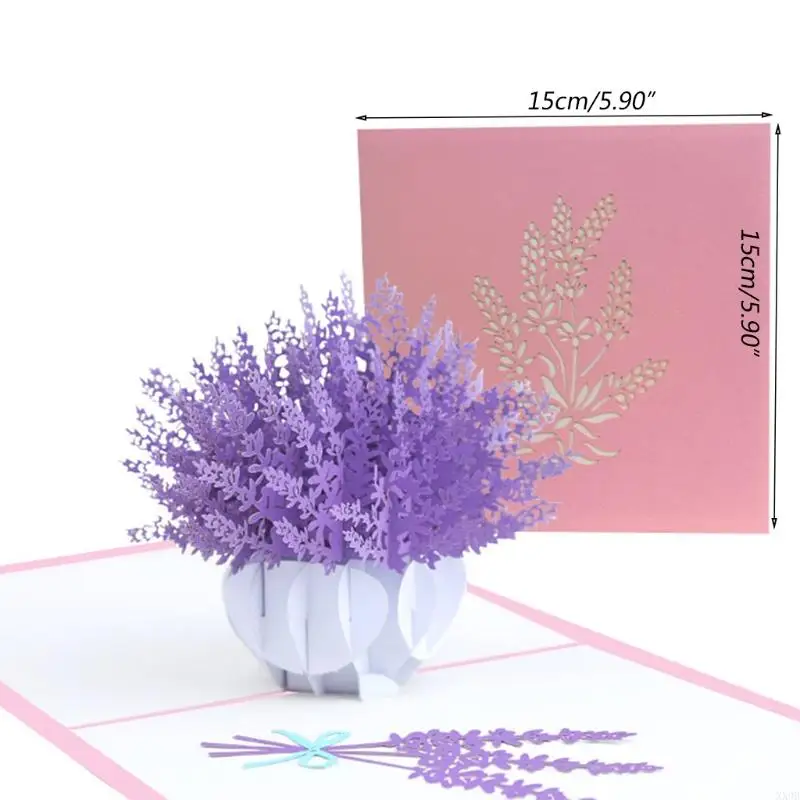 3D Pop-Up Lavender flowers Blessing Greeting Card for Birthday Mother's Day Wedding Party Anniversary Graduation with Envelope