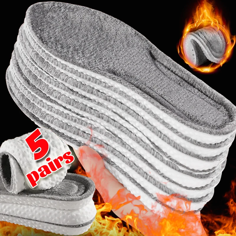 Description Picture 4 of itemThermal Plush Sports Shoes Pad Wool Warm Memory Foam Insole for Unisex Soft Chill-proof Self-heating Absorbent Thicken Shoe Pads