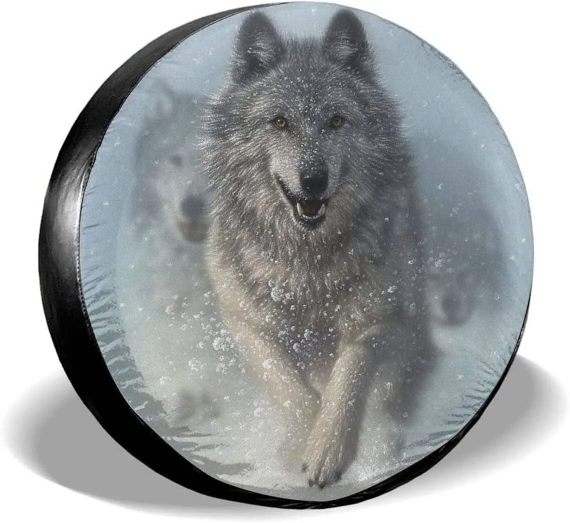 

Delumie Running Wolves Cool Spare tire Covers Wheel Protectors Weatherproof Universal for Trailer Rv SUV Truck Camper Travel Tra