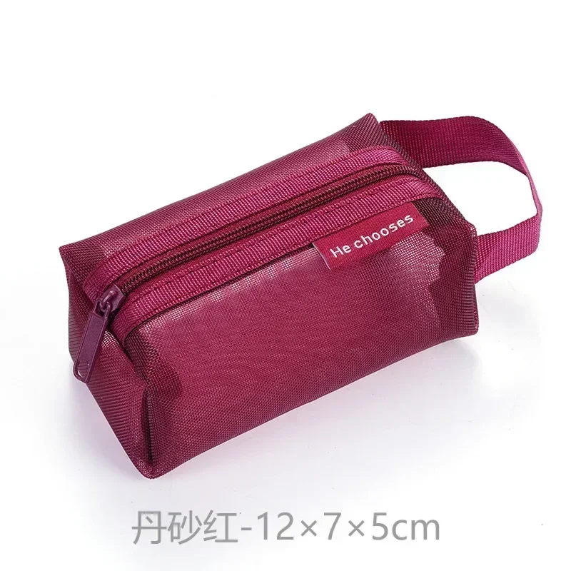 Compact Clear Nylon Mesh Cosmetic Bag - Cute Small Organizer for Makeup, Accessories, and Essentials