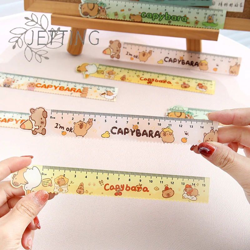 귀여운 카피바라 캐릭터 자, 창의적인 카와이 직선자, 물결선 그리기 도구, 학생용 문구, 사무용품 1개