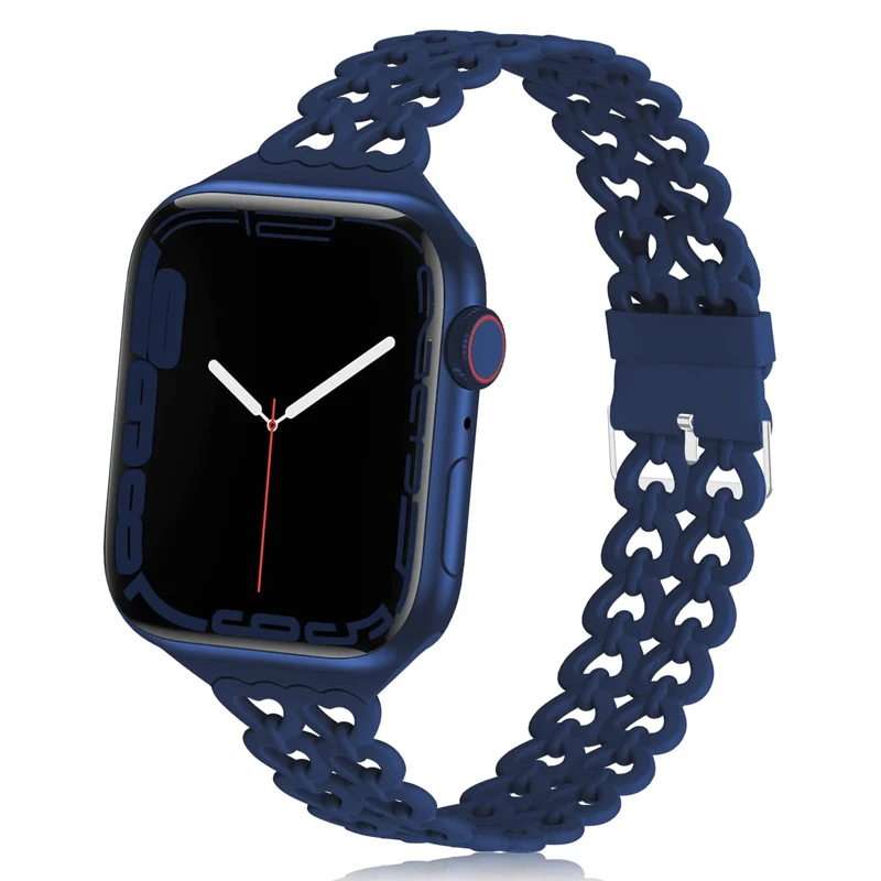 

Ремешок силиконовый для часов, Воздухопроницаемый браслет для iWatch 3 4 5 se 6 7 8 9 ultra, 44 мм 40 мм 49 мм 45 мм 41 мм