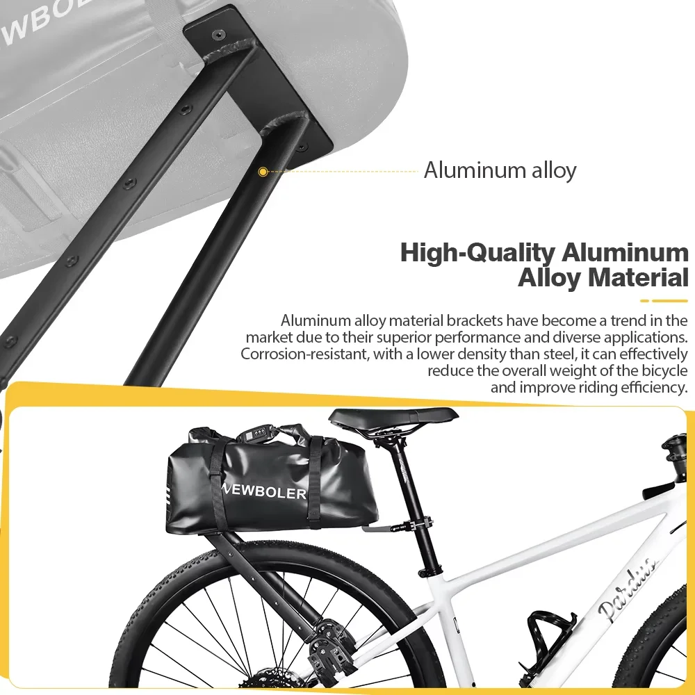 NEWBOLER 20L Portapacchi per bicicletta in lega di alluminio Passcode Lock Borsa per bici Bikepacking per MTB e scaffale per bici da ghiaia - Image 4