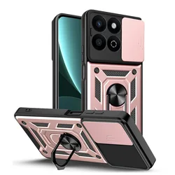 Metal Ring Holder Camera Protect Case - Universal Fit for Honor X6 4G (Rose Gold)