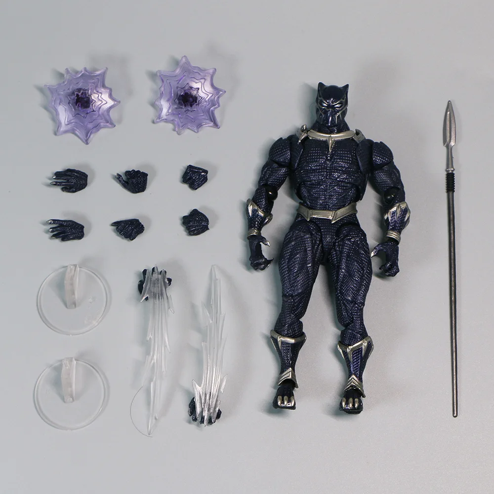 Revoltech Yamaguchi Black Panther Figure King Of Wakanda Black Panther Action Figures Toy Gift Model Collection Regali Di Compleanno